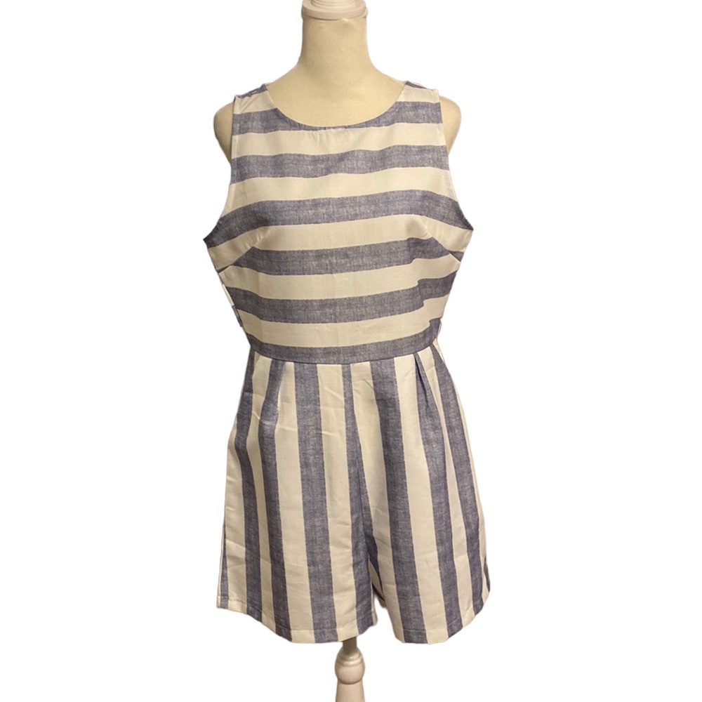 Striped nautical sleeveless romper
